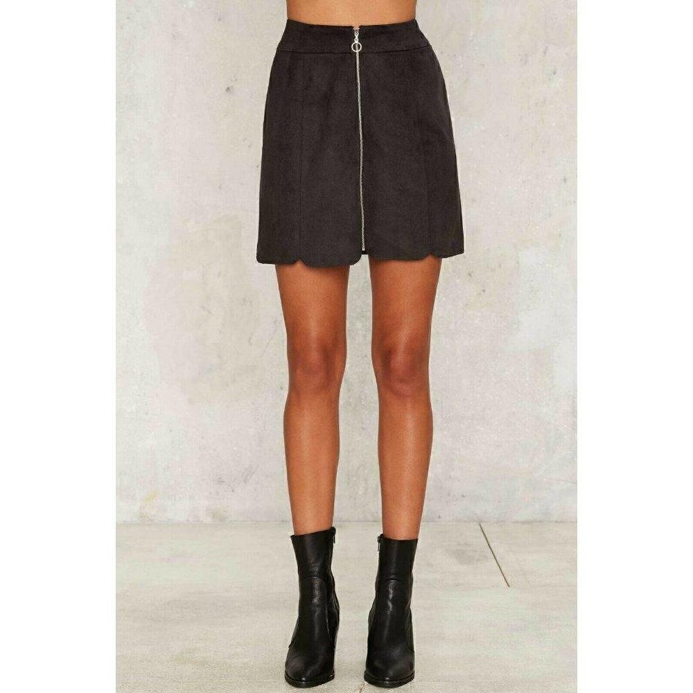 WAYF Nasty Gal Warwick Zip Up Suede Casual Mini Skirt Size S - Picture 9 of 10